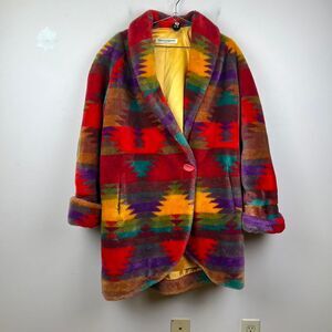 Donnybrook Vintage Women’s Oversized Southwestern Faux Fur Coat Size Medium
